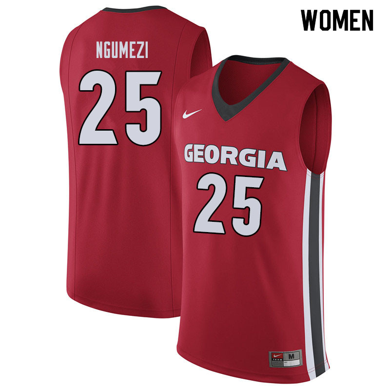 Women #25 Amanze Ngumezi Georgina Bulldogs College Basketball Jerseys Sale-Red